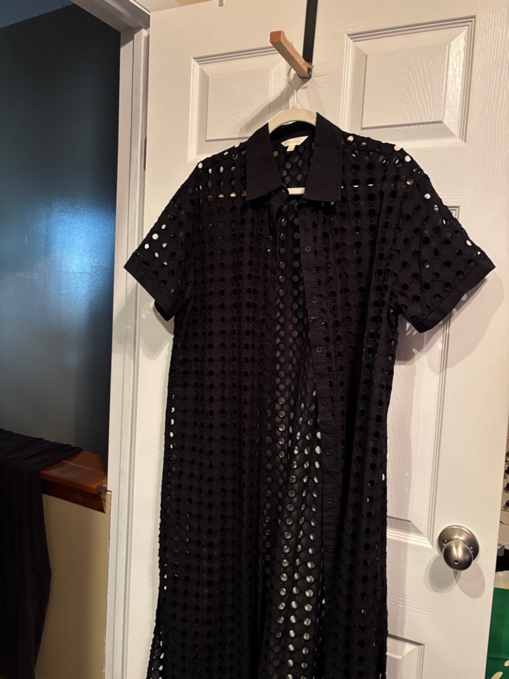 Adiva Black Eyelet Midi Shirt Dress